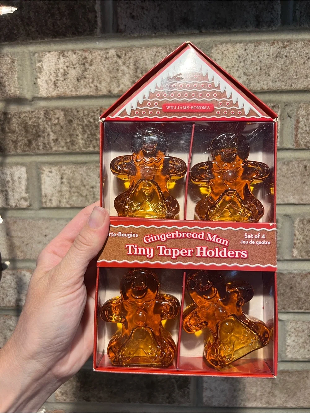 William Sonoma Gingerbread Man Tiny Taper Glass Holders